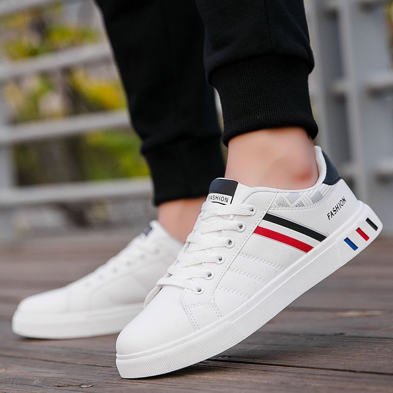 Men's Sneakers Casual Sports Shoes for Men Lightweight PU Leather Breathable Shoe Mens Flat White Tenis Shoes Zapatillas Hombre