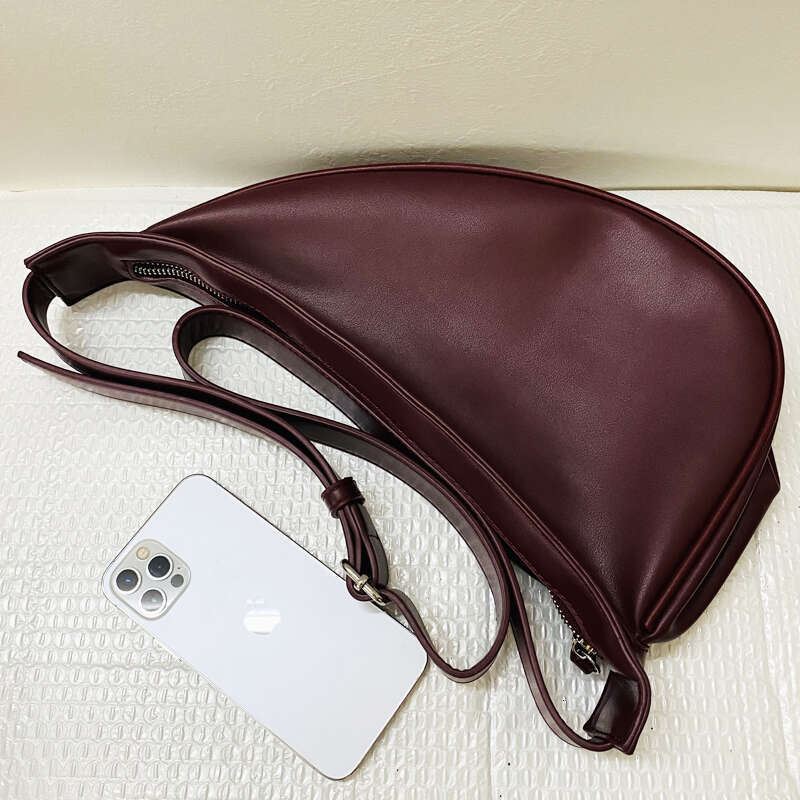 Vintage Bags: Chic Half Moon Shoulder Bag - Retro Style PU Leather Handbag, Adjustable Strap, Lightweight For Daily Use, Women's Designer Purses