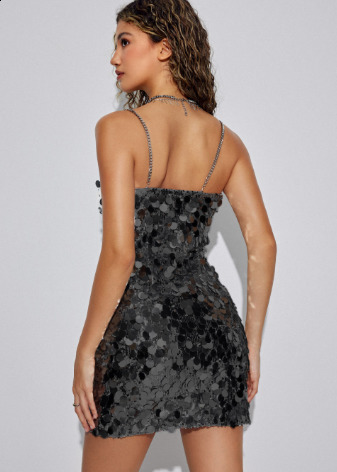 Sparkly Metallic Mini Dress Summer Women Sexy Embellished Sequins Bodycon Dresses Mirror Glitter Party Evening Halter Dress 240115