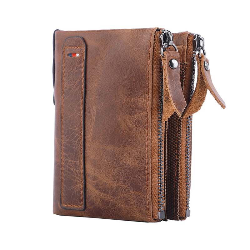 Original Genuine Leather Men's Wallet Luxury Designer Wallets for Men Card Holder Fashion Purse with Zipper Coin Pocket