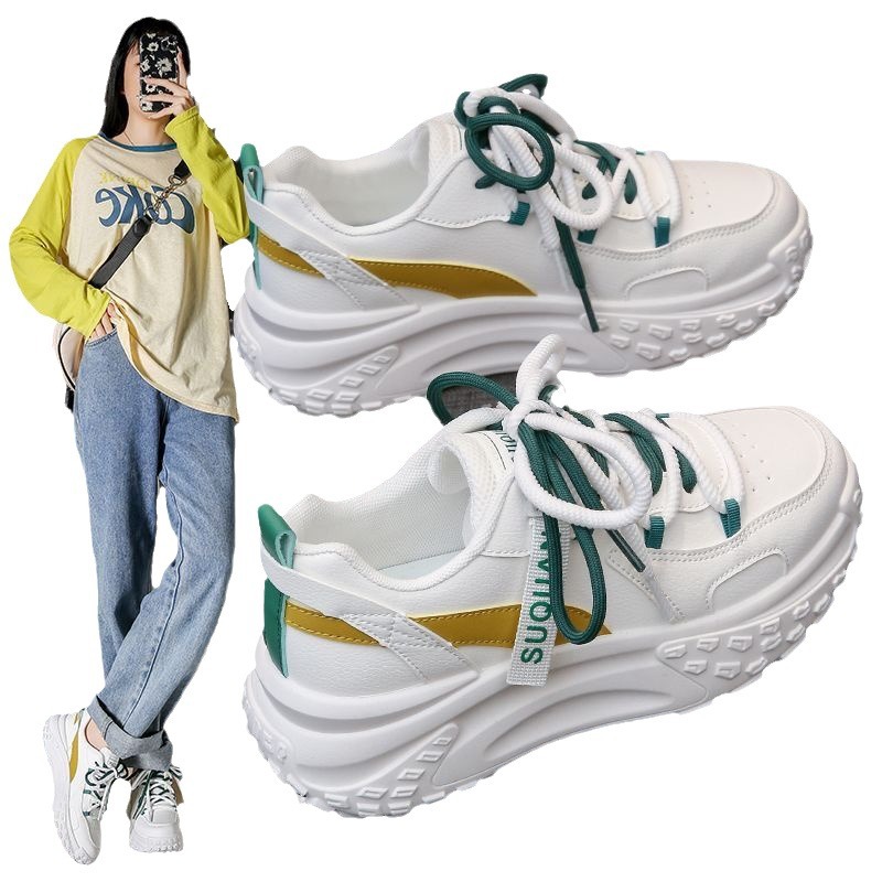 Women's thick soled height increasing versatile casual sports board shoes