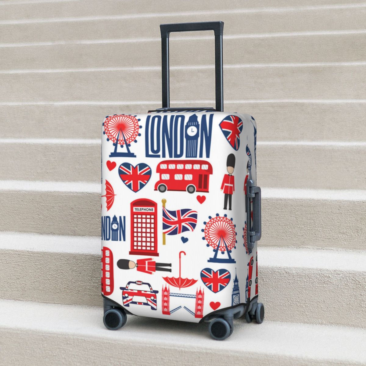 British Style Illustration Suitcase Cover Big Ben Love London Cruise Trip Vacation Useful Luggage Case Protector