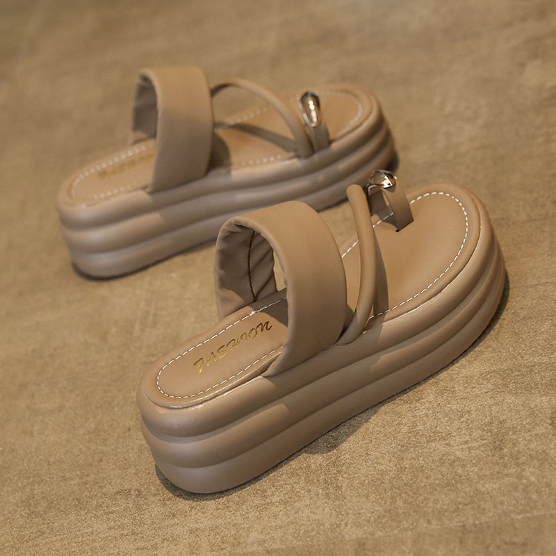 Summer Toe Ring 2024 Women Platform Design Slides Fashion Ladies Shoes Casual Slipper Indoor Non-slip Slippers