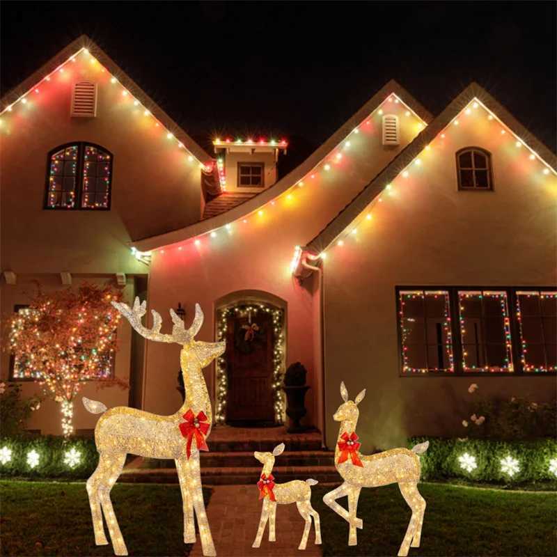 Christmas Decorations Handmade iron art reindeer Christmas garden decoration and LED light emitting reindeer Christmas home outdoor courtyard decorati