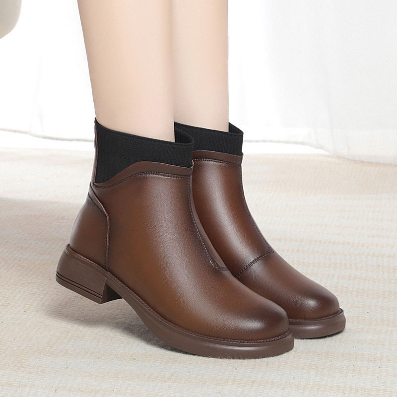 Winter AIYUQI British Style Vintage 2024 New Genuine Leather Women Marton Wool Warm Soc Boots Ladies 7a7e