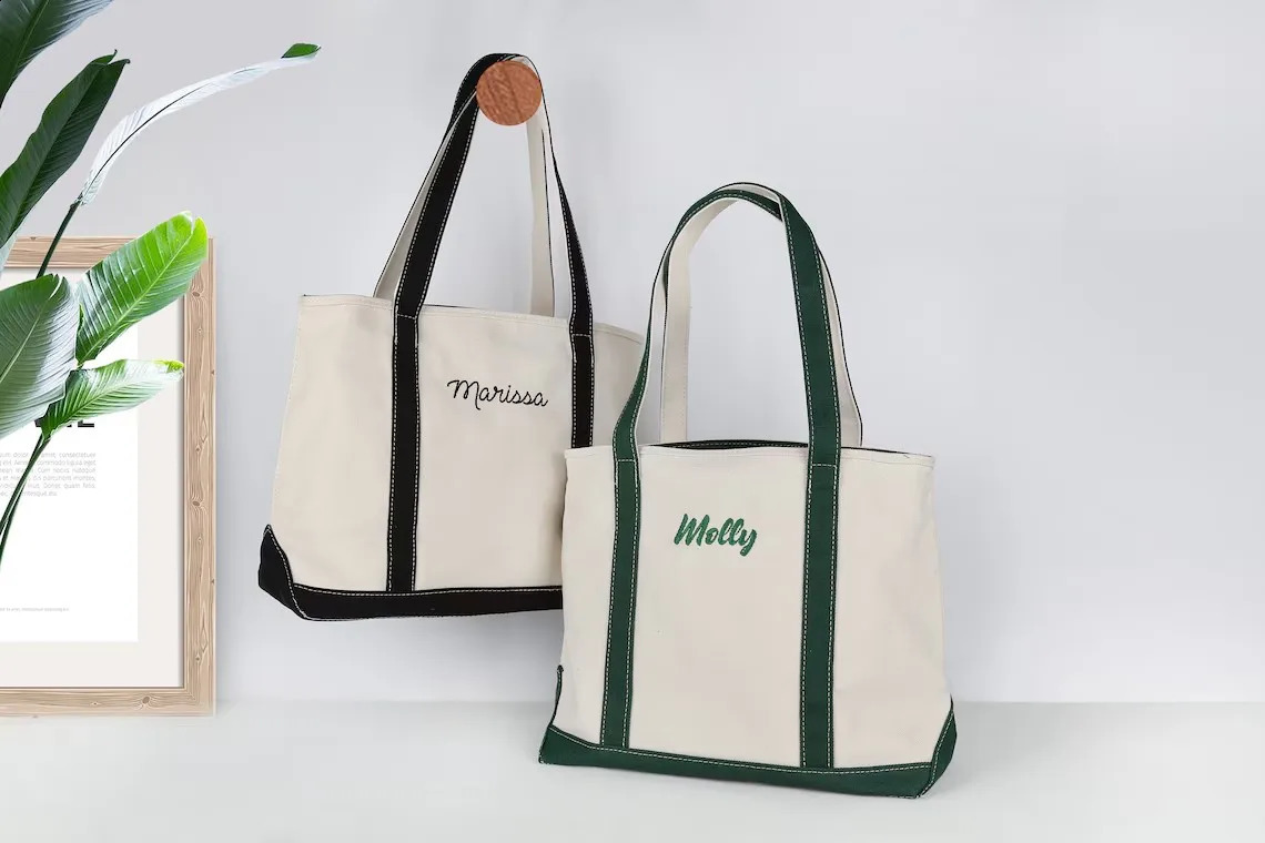 Embroidered Tote Bag Custom Canvas Tote Bag Boat Tote Beach Bag Personalized Bridesmaid GiftsParty Gifts 240830