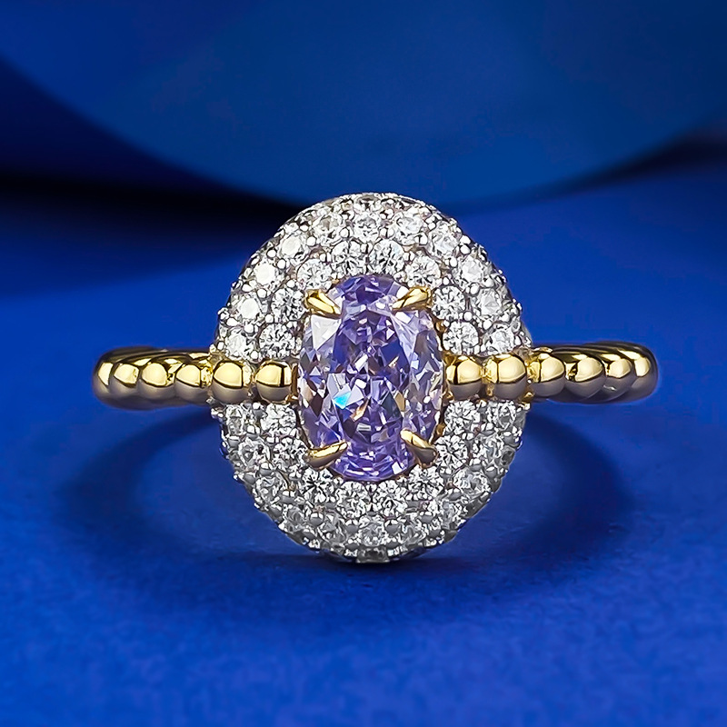 Size 5-9 Purple Moissanite Wedding Sterg Sier Women's Bridal Ring