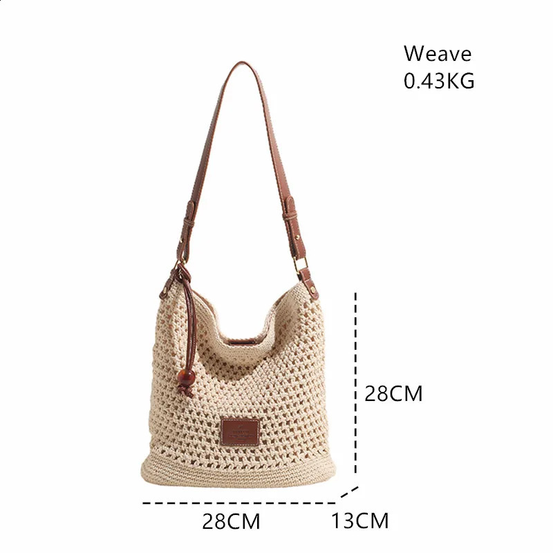 Fashion Summer Beach Bag Womens Handmade Shoulder Bag Large Capacity Straw Bag Bohemian Leisure Travel Womens Handbag 240830
