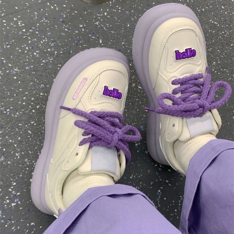 Women's versatile Korean purple fashionable low cut casual shoes