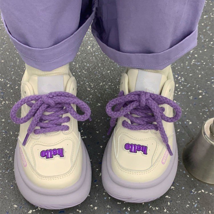 Women's versatile Korean purple fashionable low cut casual shoes