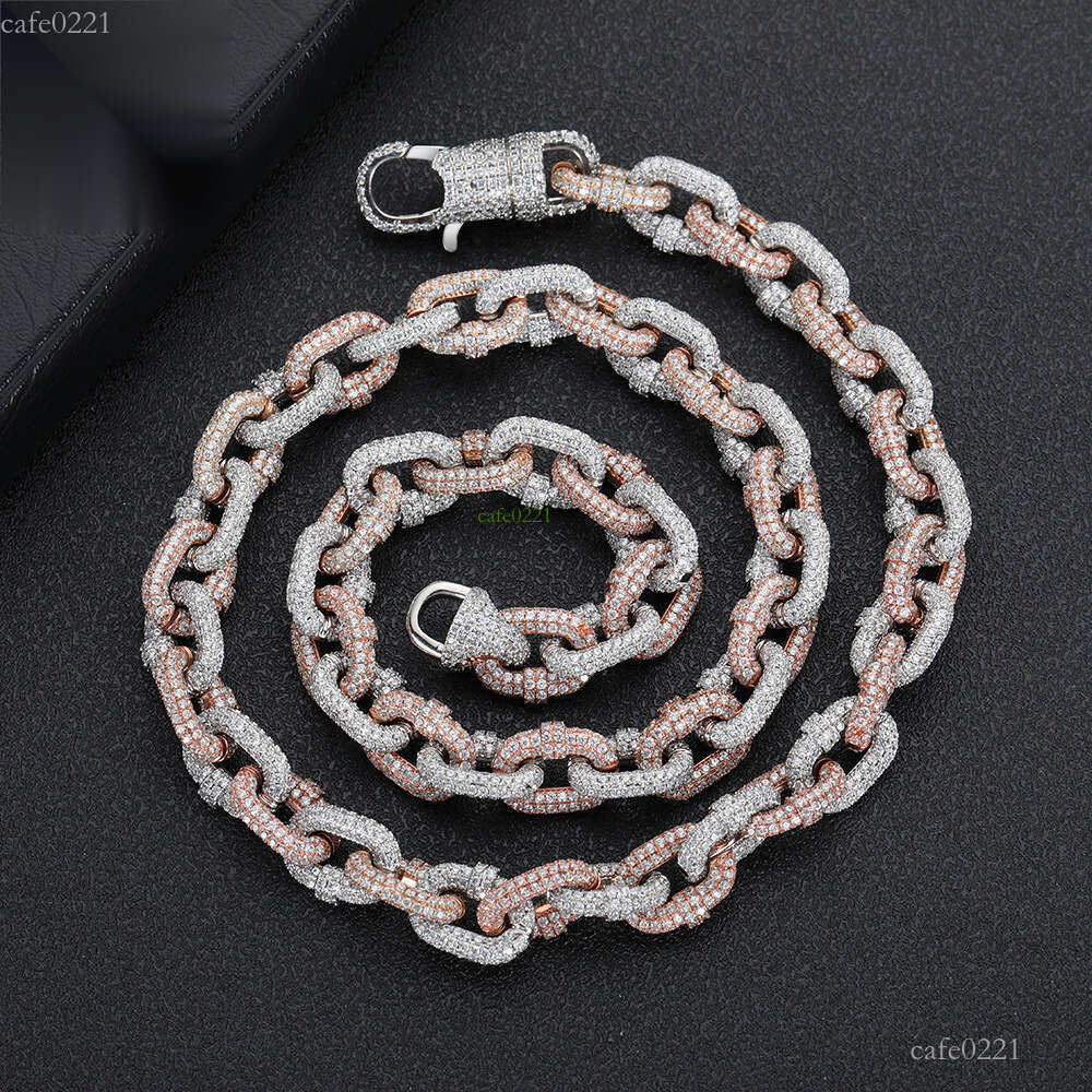 Fashion Jewelry Designer Cuban Link Chain 10mm Dual Color Copper Moissanite Diamond Cuban Chain Hot Sale Hip-hop Personalized Accessories For Men Women Gift