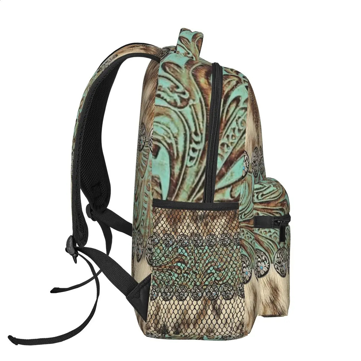 Rustic Brown Beige Teal Western Country Cowboy Fashion Backpacks Bookbag Children School Bags Travel Rucksack Shoulder Bag