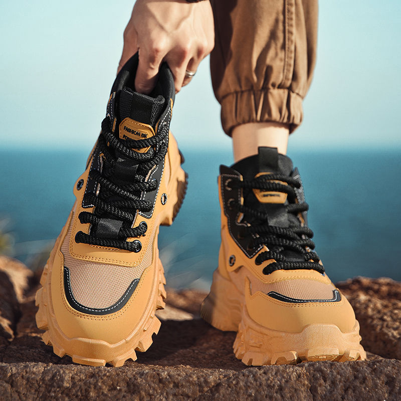 Men's autumn breathable high top retro boots with British style