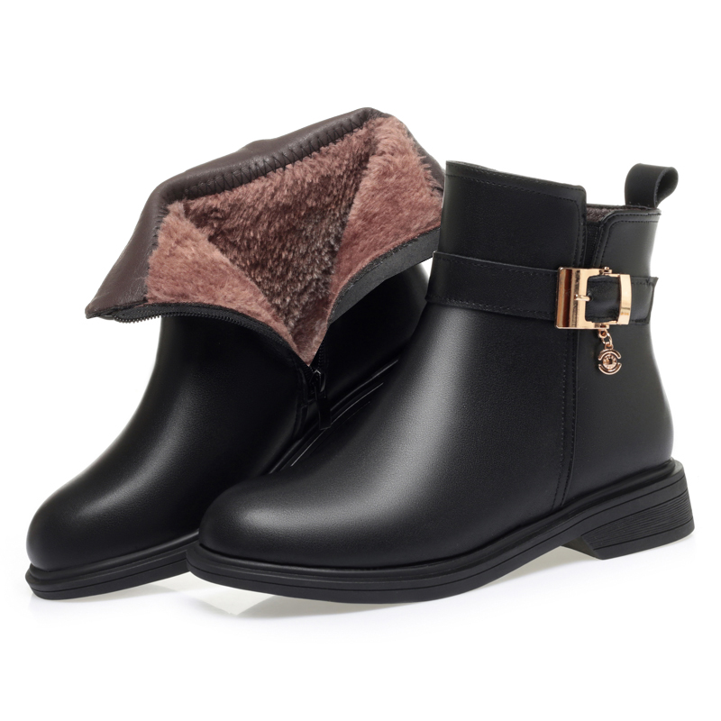 AIYUQI Women Marton Boots 2024 Winter Genuine Leather Women Snow Boots Large Size Non Slip Wool Warm Women's Short Booties