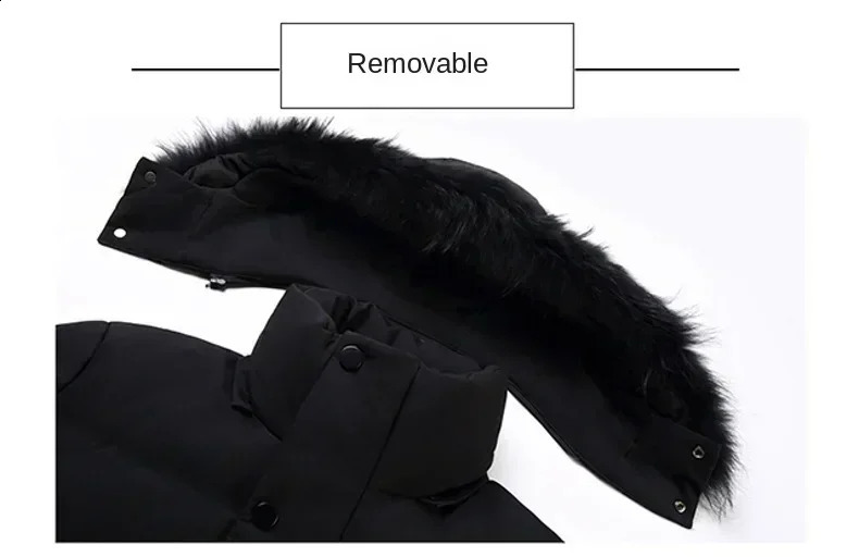 Long Down Jacket Mens Winter Korean Style Detachable Fur Collar Cap White Duck Down Warm Coat Lightweight Parka 240830