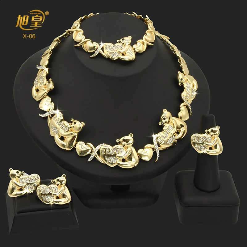 XUHUANG XOXO Necklace Jewelry Sets Nigerian Bridal Wedding Banquet Indian Arabic Charm Chokers Jewellery Gifts Wholesale 240826