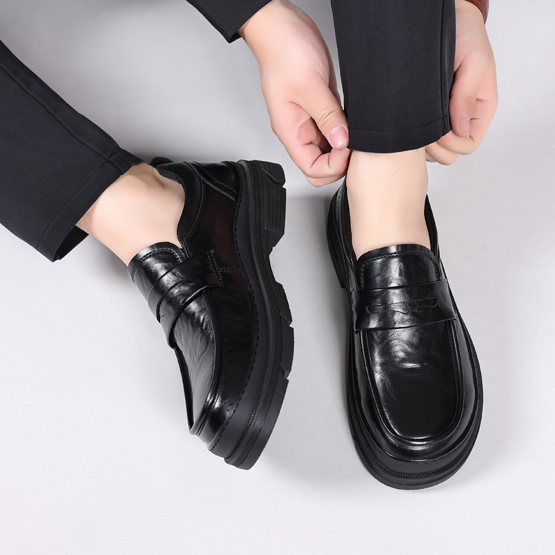 Casual Men's Shoes Genuine Cow Leather Thick Sole Fashion Loafers Mens Comfortable Driving Moccasins Men Outdoor Flats 4fbe