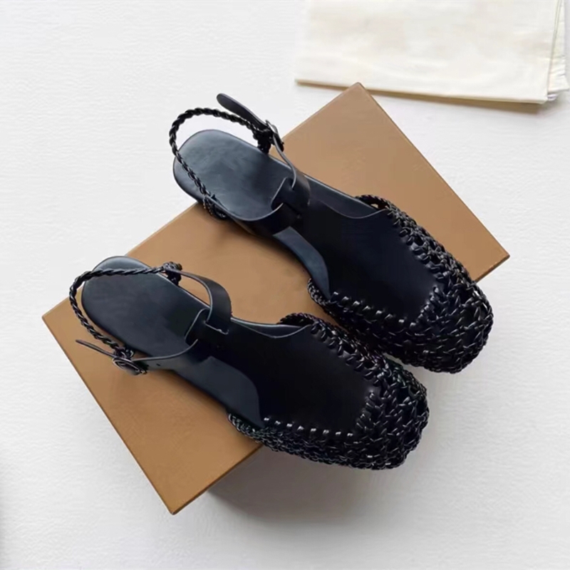 Women's AIYUQI Summer 2025 New Vintage Flat Mary-jane Shoes Fisherman Weave Roman Sandals Women dh1102963094