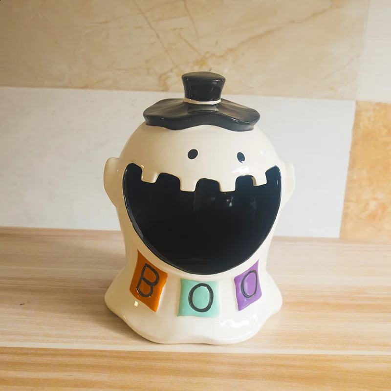 Creative Halloween Ceramic PumPkin Lantern Candlestick Porcelain Pumpkin Ornaments Garden Decoration Christmas Gift 240830