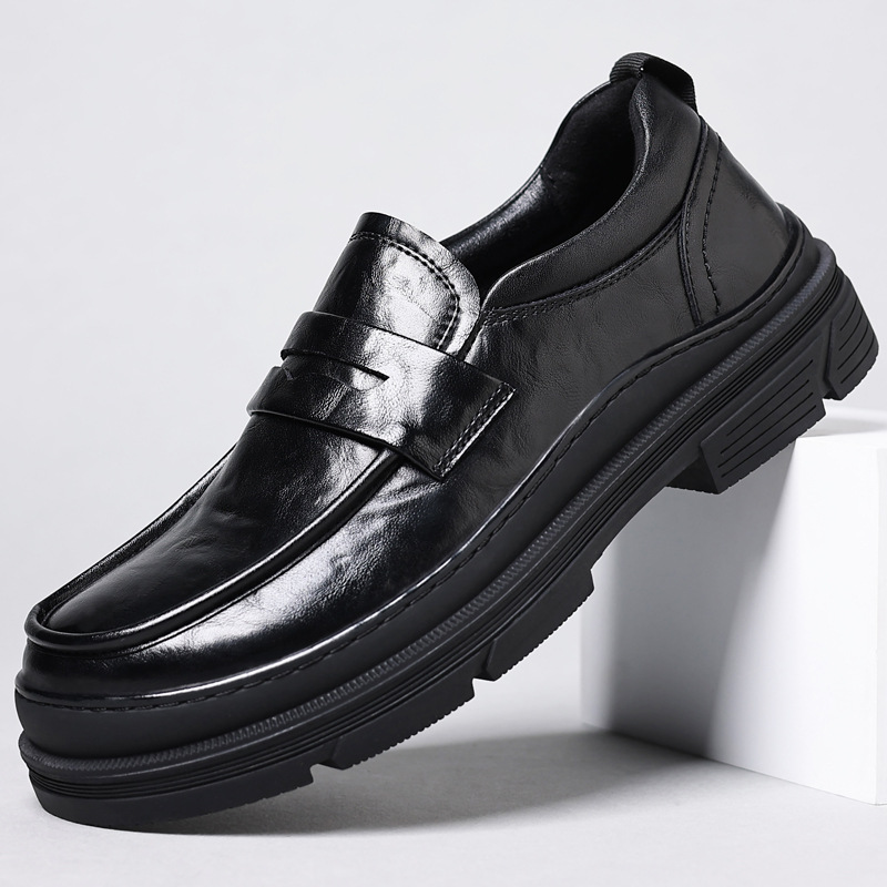 Casual Men's Shoes Genuine Cow Leather Thick Sole Fashion Loafers Mens Comfortable Driving Moccasins Men Outdoor Flats 4fbe