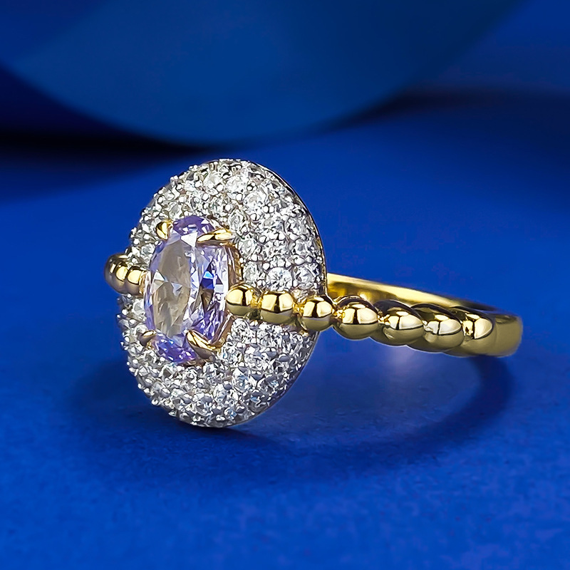Size 5-9 Purple Moissanite Wedding Sterg Sier Women's Bridal Ring