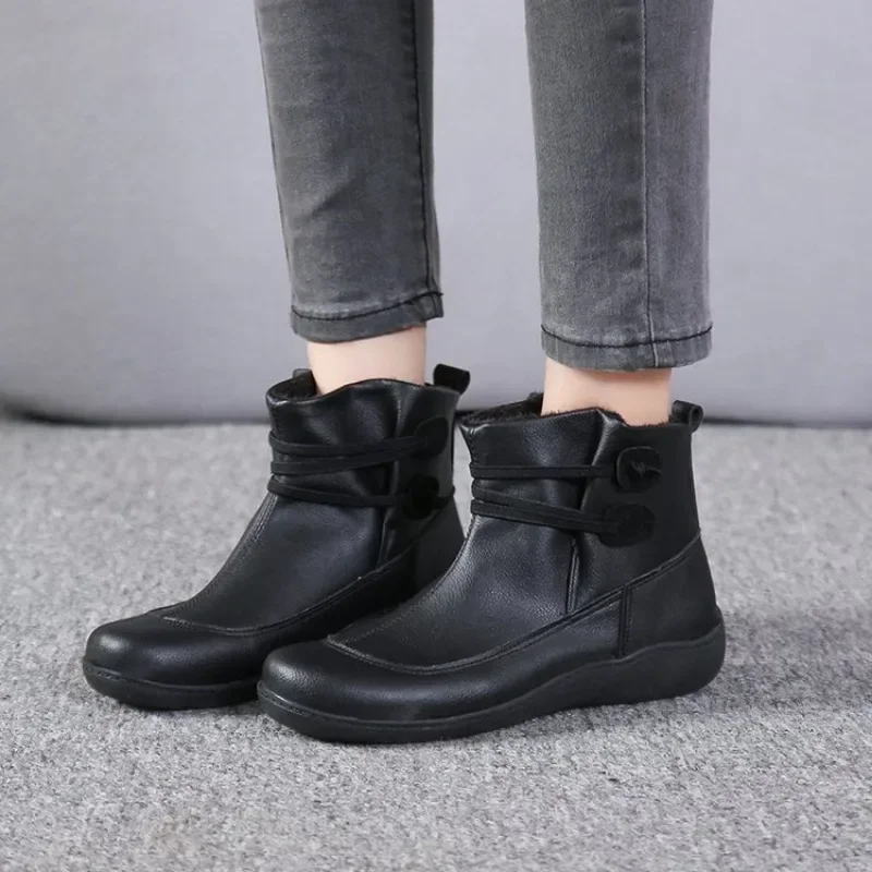 Autumn/winter Women New Flat Bottomed British Style Short Soft Sole Comfort Non Slip Plus Size 43 Cotton Boots 5548