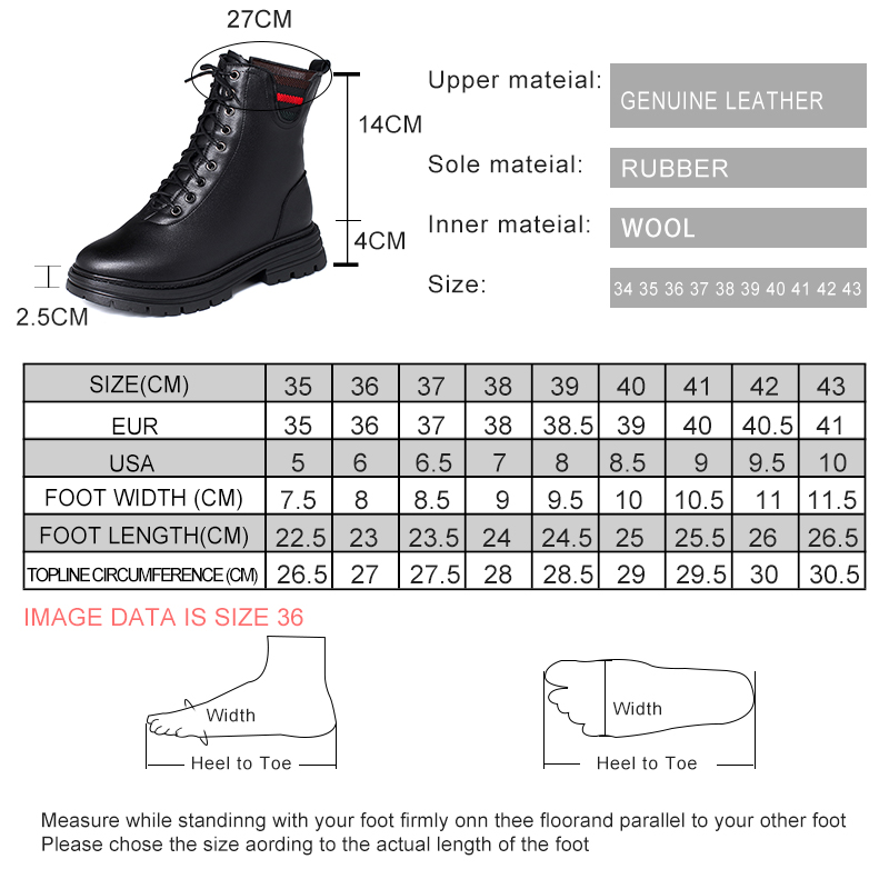 AIYUQI Wome Winter Boots Wool 2024 New Genuine Leather Lace-up Ladies Boots British Style Flat Warm Women Snow Boots