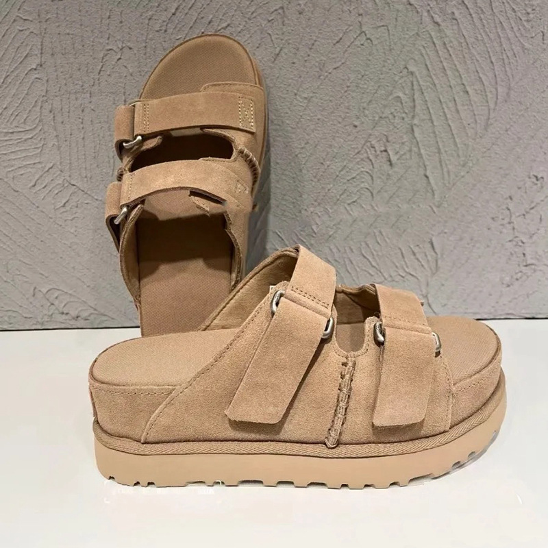 Thick New Sole slippers Women Genuine Leather Cross Strap Holiday Beach Shoes Female Casual Flat Sandalias Summer Sandals Woman 8f5