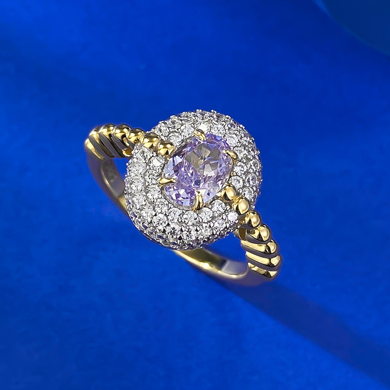 Size 5-9 Purple Moissanite Wedding Sterg Sier Women's Bridal Ring
