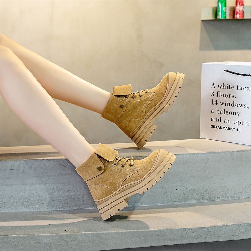 AIYUQI Ankle Boots Women 2024 Autumn New Suede Genuine Leather Outdoor Hiking Boots Platform British Style Women's Boots