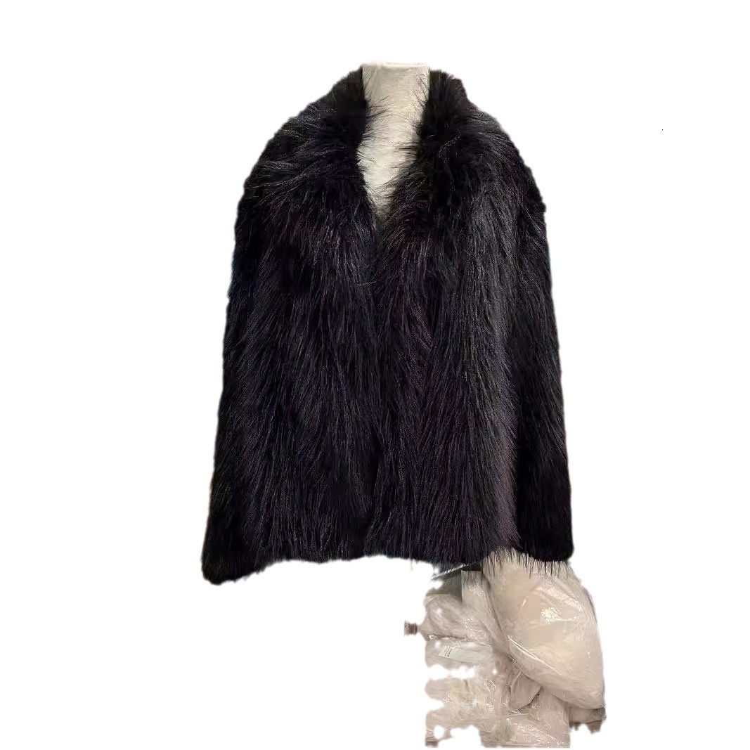 Autumn/winter New Fur Coat Top Suit Collar Long Sleeved Coat Warm Coat Synthetic Fur Short Style