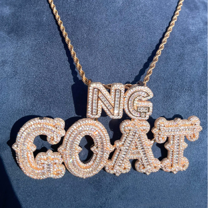 0-9 A-Z Custom Name Letters Pendant Necklaces T Zircon Charm Letters Numbers Tail Clasp Men Women Jewelry Gift