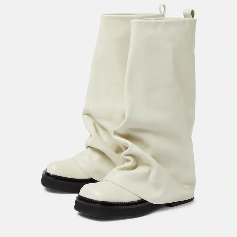 European American Trendy Pants With High Sleeves And Thick Heels, Fashionable Motorcycle Boots, Women's Runway Boots