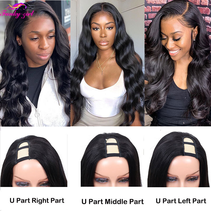 FG Body Wave 2X4 U Part Natural Wigs 8~28 Inch For Black Women 150% Brazilian Curly Human Hair Wig