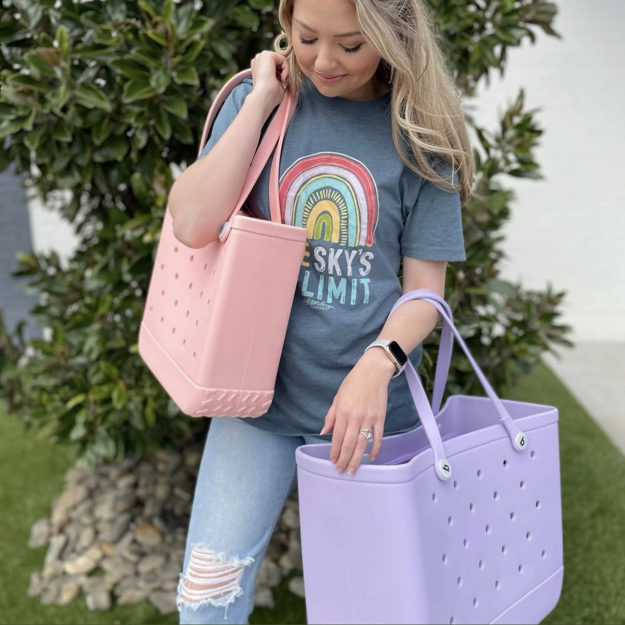 Extra Large Bogg Bag Summer EVA Beach Bag Basket Women Picnic Tote Bag Holes Waterproof Handbag Pouch Shopping Shoulder Bag 240830