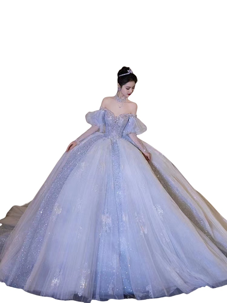 Elegant Arabic 2024 Wedding Dress Beaded Crystals Lace Detachable Train Bridal boho Wedding Dress for Bride Lace Beaded Tiers luxury Organza shiny gow