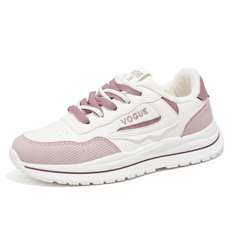 Women's warm and plush casual shoes low cut shoes fashionable sports board shoes