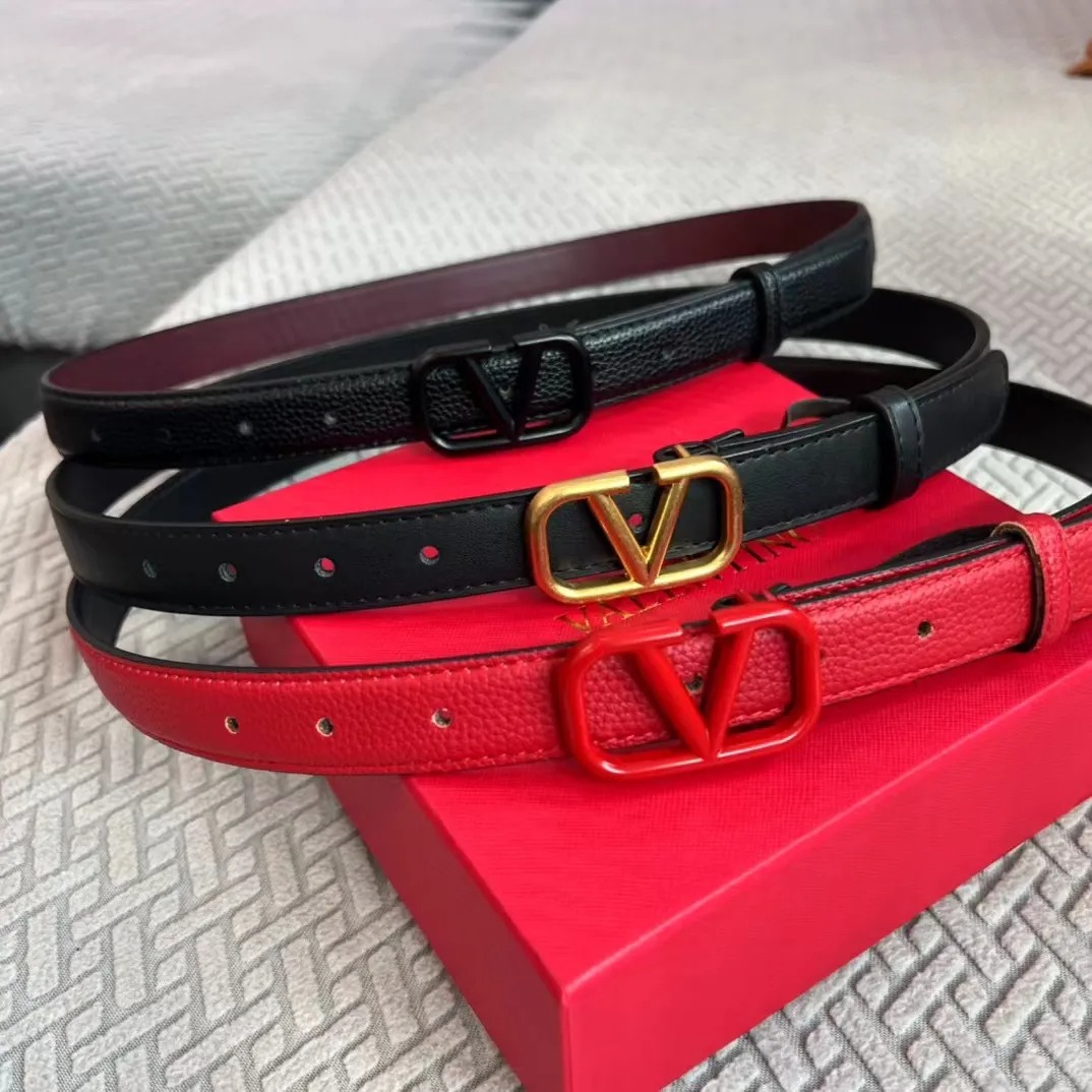 Womens Designer Belts Fashion Genuine Leather Belt Luxurys Woman Waistband Mens Thin Golden Red Buckle Belt 2.3cm
