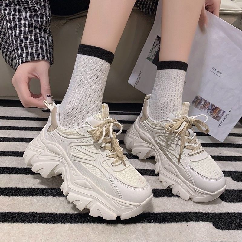 Women's thick soled height increasing versatile sports and leisure board shoes