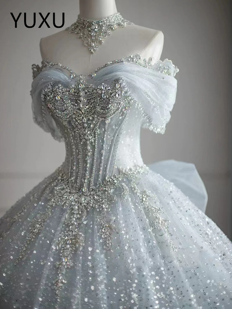 2024 White Wedding Dresses Bridal Gowns Off The Shoulder Princess Vestido Brides Robe De Mariage Pleats Backless sweep Train Plus Size Bridal Gown Ves