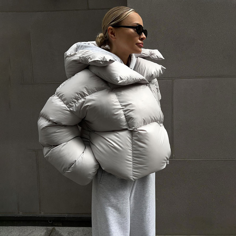 Winter Womens Breadms Cotton Coat Womens Trendy Style Personalized Street Short Hooded Cotton Jacket
