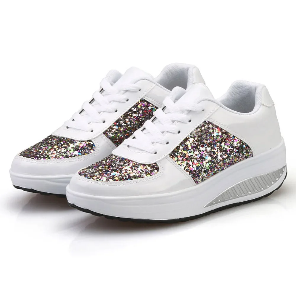 Women's Sneakers Casual Ladies WedgesSneakers Sequins Shake Shoes Fashion Walking Girls Sport Soft