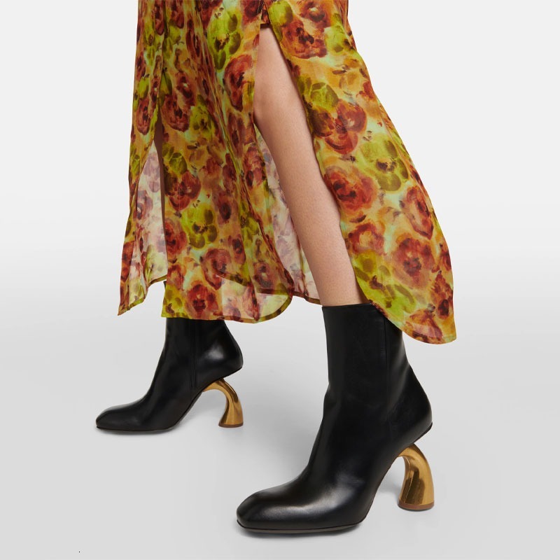 New 8Cm Irregular High-Heel Black Red Short European American Autumn Winter Fashion High Heels Ankle Women Boots Sizes 43