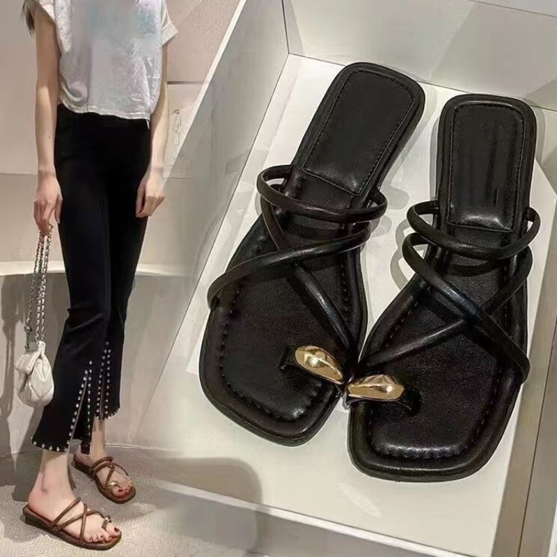 Women Slipper New Woman Summer Flat Heel Roman Shoes Low Heels Sandals Footwear 2024 Women's Gladiator Open Toe Beach Ladies ashoesfactory
