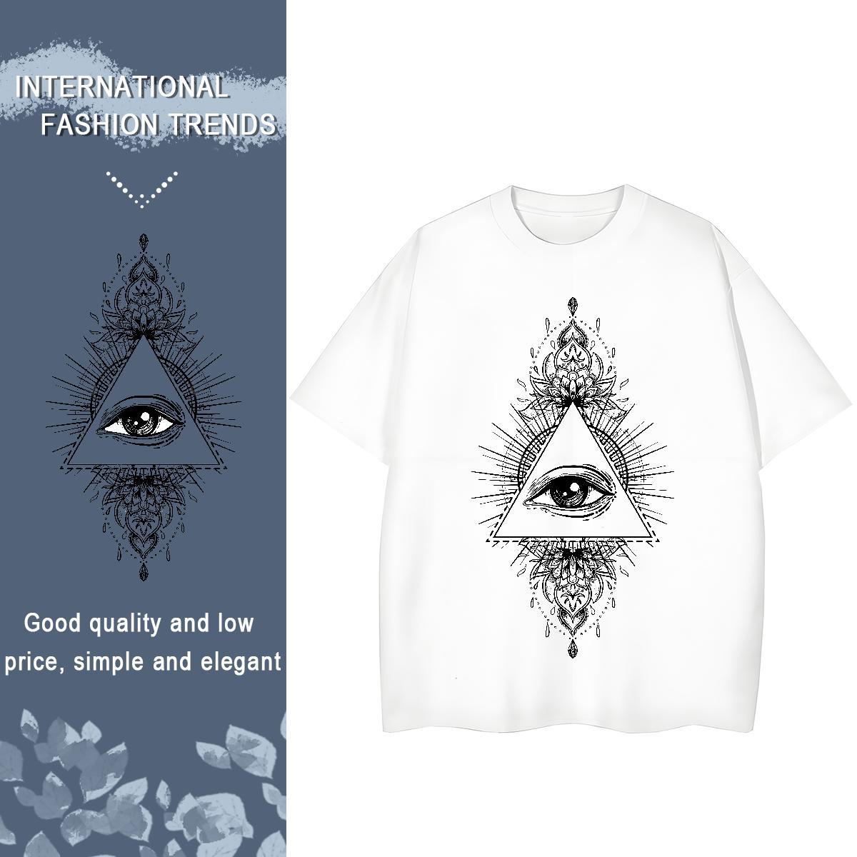 Stylist T Shirts Women 230g 100% Cotton Round Neck Short Sleeve High Street Hip Hop eye of the devil Women Tees Popular DIY Logo Top Tees