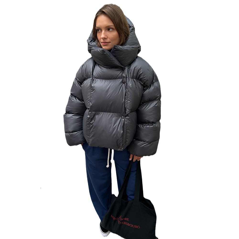 Winter Womens Breadms Cotton Coat Womens Trendy Style Personalized Street Short Hooded Cotton Jacket
