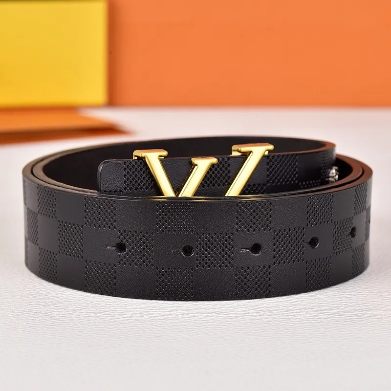 2024 Luxury letters V Buckle Mens lattice designer Belt Leather Waistband Fashion Cowhide hazel Belts Women Classic Casual cinturones de diseno 105cm-125cm With Box