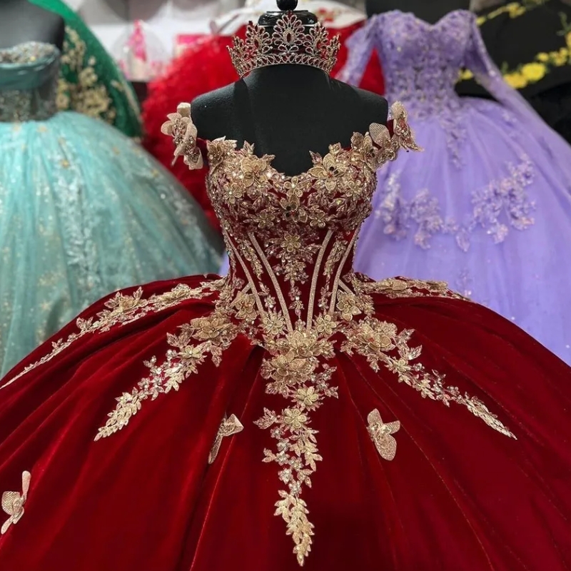 Bury Quinceanera Dresses with Cape Beads Gold Butterfly 3D ral Applique Sweet 16 Birthday Party Ball Gowns Lace up Vestidos De XV Anos
