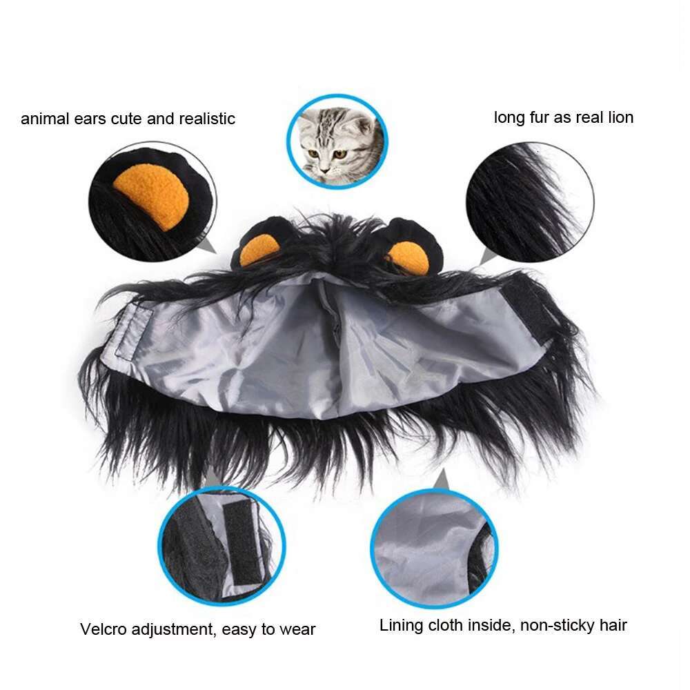 Dog Costume Headgear Long Hair Lion Mane Wig Dogs Cat Funny Cosplay For Costumes Halloween Christmas Pet Hat