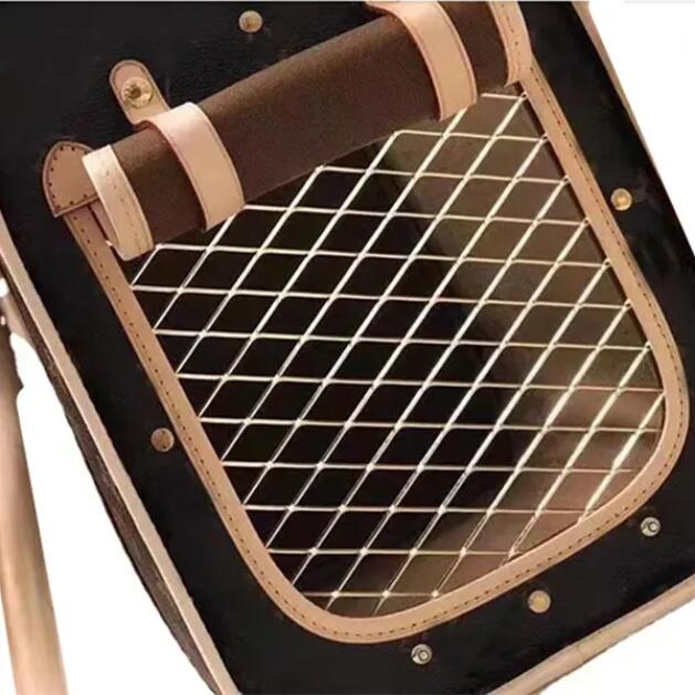 Luxury Designer Tote Bag for Cats u0026 Dogs - High-Quality Breathable Brown Leather Pet Carrier